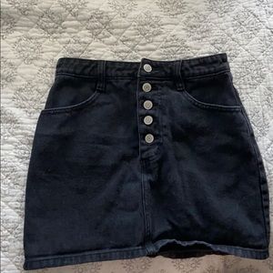 Black denim skirt
